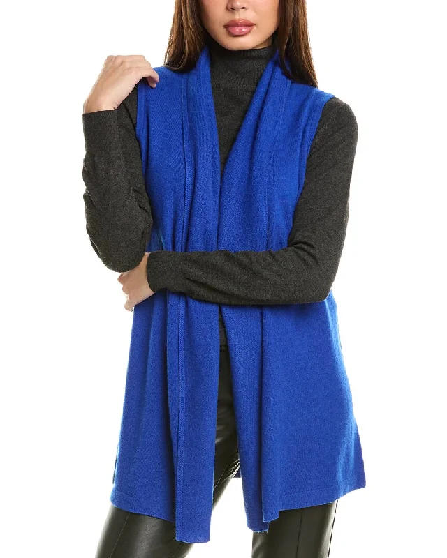 long length women cardigan with side slitsInCashmere Sleeveless Cashmere Cardigan
