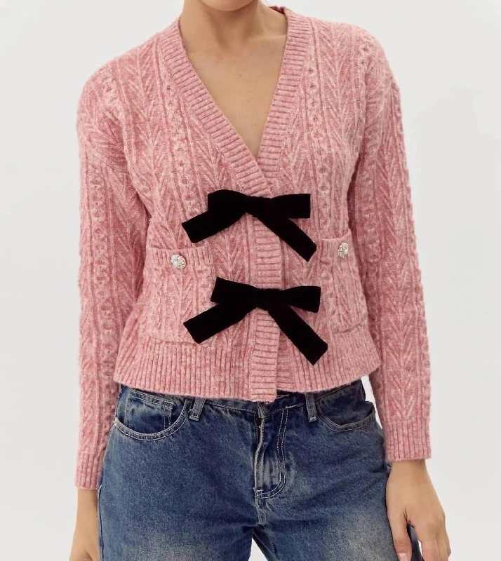 color block women cardigan with bold huesLauren Bow Front Jeweled Cardigan In Dried Rose color block women cardigan with bold huesLauren Bow Front Jeweled Cardigan In Dried Rose