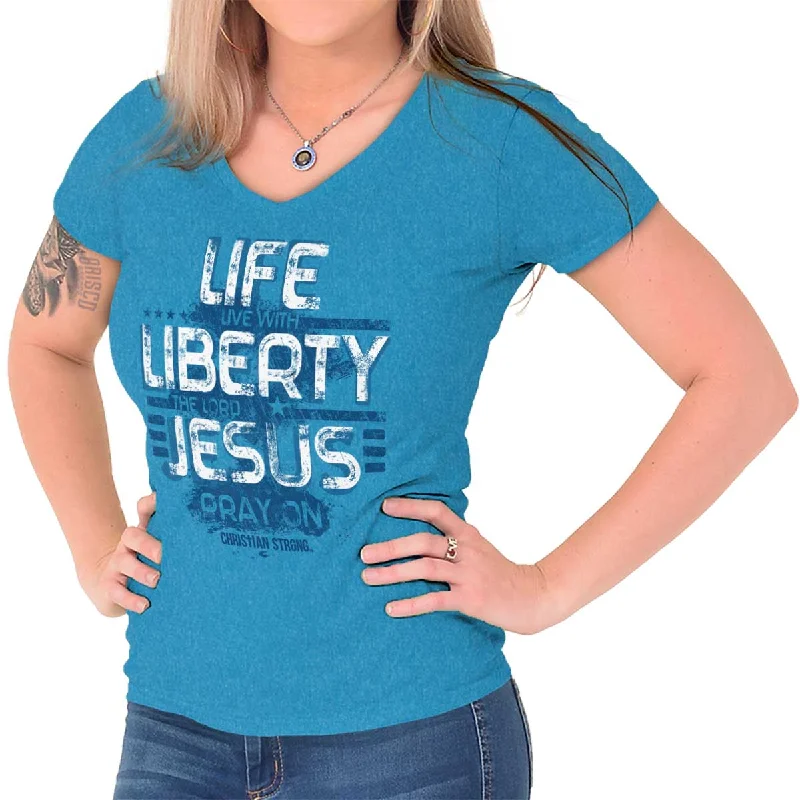 V - Neck Women T Shirt to Enhance the NecklineLive Liberty Junior Fit V-Neck T-Shirt V - Neck Women T Shirt to Enhance the NecklineLive Liberty Junior Fit V-Neck T-Shirt