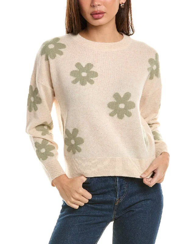 Women's Longline Boyfriend - Style Sweater in Gray for a Relaxed and Casual OutfitMagaschoni Flower Jacquard Cashmere Sweater Women's Longline Boyfriend - Style Sweater in Gray for a Relaxed and Casual OutfitMagaschoni Flower Jacquard Cashmere Sweater