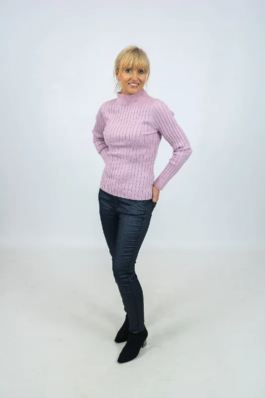 Women's Ribbed Bodycon Sweater in Red for a Sexy and Figure - Hugging LookMd'M Lilac Sweater Women's Ribbed Bodycon Sweater in Red for a Sexy and Figure - Hugging LookMd'M Lilac Sweater