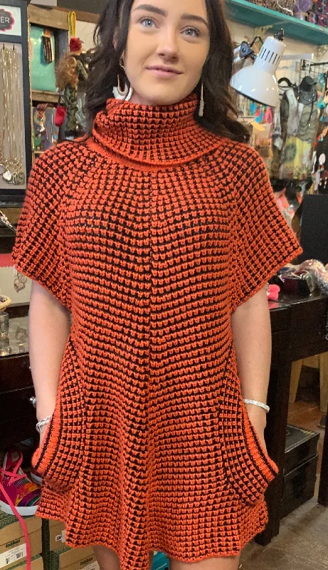 Women's Sheer Lace - Trimmed Sweater in Cream for a Delicate and Elegant AppearanceOrange and Black Knit Tunic Women's Sheer Lace - Trimmed Sweater in Cream for a Delicate and Elegant AppearanceOrange and Black Knit Tunic