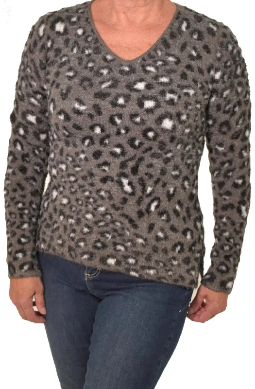 Women's Sequined Trimmed Sweater in Gold for a Glamorous Party LookReversible Animal Print Sweater Women's Sequined Trimmed Sweater in Gold for a Glamorous Party LookReversible Animal Print Sweater