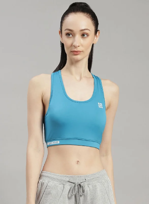 Crop Top Women T Shirt to Pair with High - Waisted BottomsWomen Blue Solid Sports Bra Crop Top Women T Shirt to Pair with High - Waisted BottomsWomen Blue Solid Sports Bra