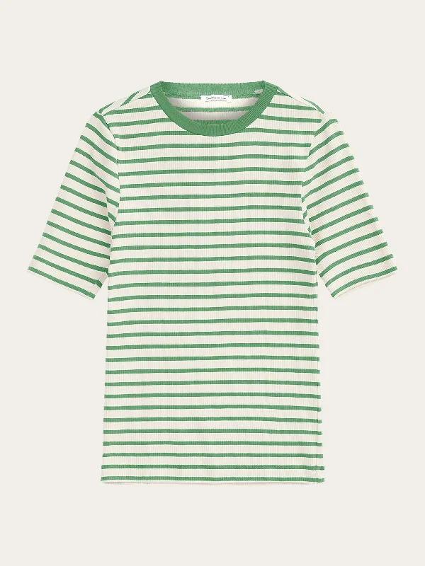 Moisture - Wicking Women T Shirt for Active LifestylesStriped rib t-shirt - Green stripe Moisture - Wicking Women T Shirt for Active LifestylesStriped rib t-shirt - Green stripe