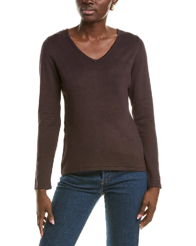 Women's Sheer Lace - Trimmed Sweater in Cream for a Delicate and Elegant AppearanceT Tahari V-Neck Jersey Pullover Women's Sheer Lace - Trimmed Sweater in Cream for a Delicate and Elegant AppearanceT Tahari V-Neck Jersey Pullover