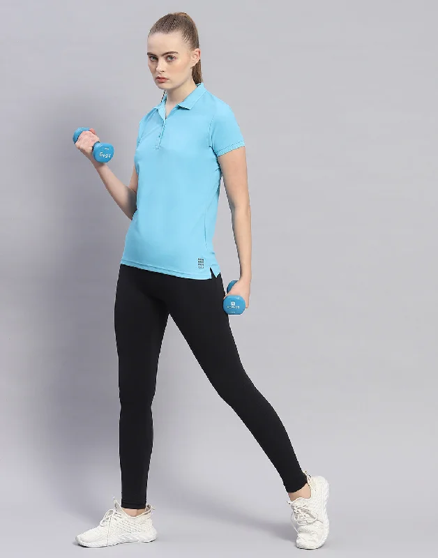 Puff Sleeve Women T Shirt for a Fashion - Forward LookWomen Blue Solid Polo Collar Half Sleeve T-Shirt Puff Sleeve Women T Shirt for a Fashion - Forward LookWomen Blue Solid Polo Collar Half Sleeve T-Shirt