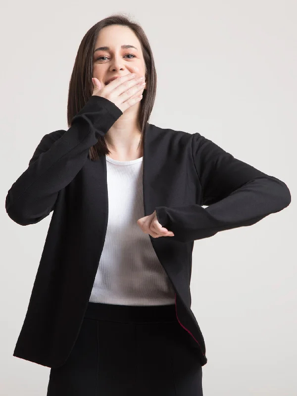 Women's Longline Linen Blazers in Pastel Colors for Summer Events4 Way Stretch LivIn Jacket - Black Women's Longline Linen Blazers in Pastel Colors for Summer Events4 Way Stretch LivIn Jacket - Black