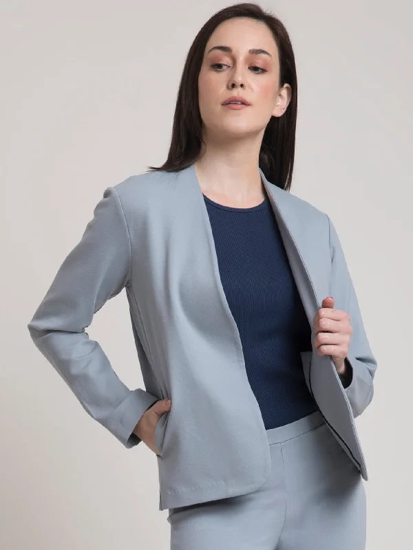 Double - Breasted Women's Leather Blazers in Taupe for an Edgy Look4 Way Stretch LivIn Jacket - Grey Double - Breasted Women's Leather Blazers in Taupe for an Edgy Look4 Way Stretch LivIn Jacket - Grey