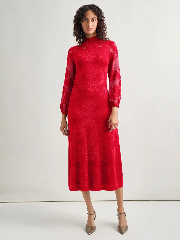 Plus Size Women Dress with a Flattering A - Line Cut for Comfort and StyleA-Line Jacquard Knit Maxi Dress Plus Size Women Dress with a Flattering A - Line Cut for Comfort and StyleA-Line Jacquard Knit Maxi Dress