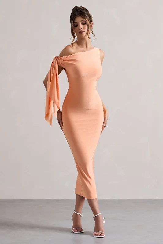 Mini Women Dress with a Short Hem for a Young and Trendy StyleAdapt | Coral Asymmetric Midi Dress With Tie Sleeve Mini Women Dress with a Short Hem for a Young and Trendy StyleAdapt | Coral Asymmetric Midi Dress With Tie Sleeve