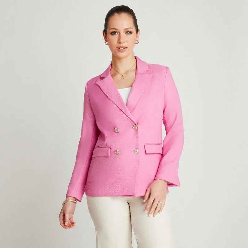 Plus Size Women's Cropped Velvet Blazers in Burgundy for a Night OutBlazer Rosado Manga Larga Cuello Solapa Plus Size Women's Cropped Velvet Blazers in Burgundy for a Night OutBlazer Rosado Manga Larga Cuello Solapa
