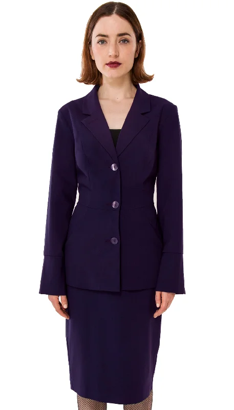 Plus Size Women's Military - Inspired Blazers with Gold Accents for a Bold LookJudy Blazer & Skirt: Amethyst Plus Size Women's Military - Inspired Blazers with Gold Accents for a Bold LookJudy Blazer & Skirt: Amethyst