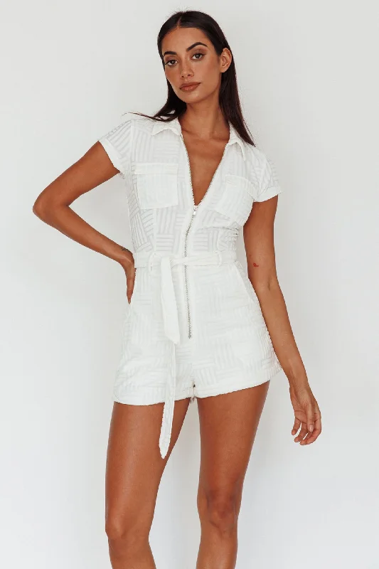 Plus Size Women Dress with a Flattering A - Line Cut for Comfort and StyleCalifornia Girl Short Sleeve Waist Tie Romper White Plus Size Women Dress with a Flattering A - Line Cut for Comfort and StyleCalifornia Girl Short Sleeve Waist Tie Romper White