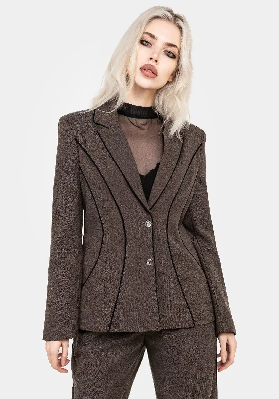Plus Size Women's Cropped Velvet Blazers in Burgundy for a Night OutCointrelle Herringbone Piped Blazer Plus Size Women's Cropped Velvet Blazers in Burgundy for a Night OutCointrelle Herringbone Piped Blazer