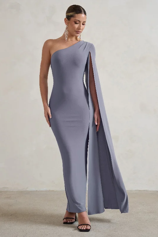 Shift Women Dress with a Simple and Classic Design for Everyday WearDominique | Grey One Shoulder Cape Sleeve Bodycon Maxi Dress Shift Women Dress with a Simple and Classic Design for Everyday WearDominique | Grey One Shoulder Cape Sleeve Bodycon Maxi Dress