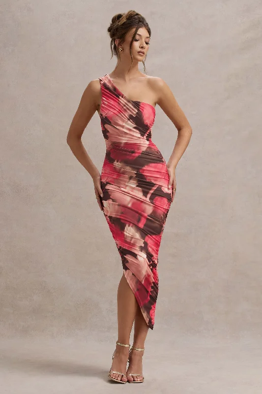 Maxi Women Dress with Floral Print for a Bohemian VibeDorit | Red Floral Print One Shoulder Asymmetric Ruched Midi Dress Maxi Women Dress with Floral Print for a Bohemian VibeDorit | Red Floral Print One Shoulder Asymmetric Ruched Midi Dress