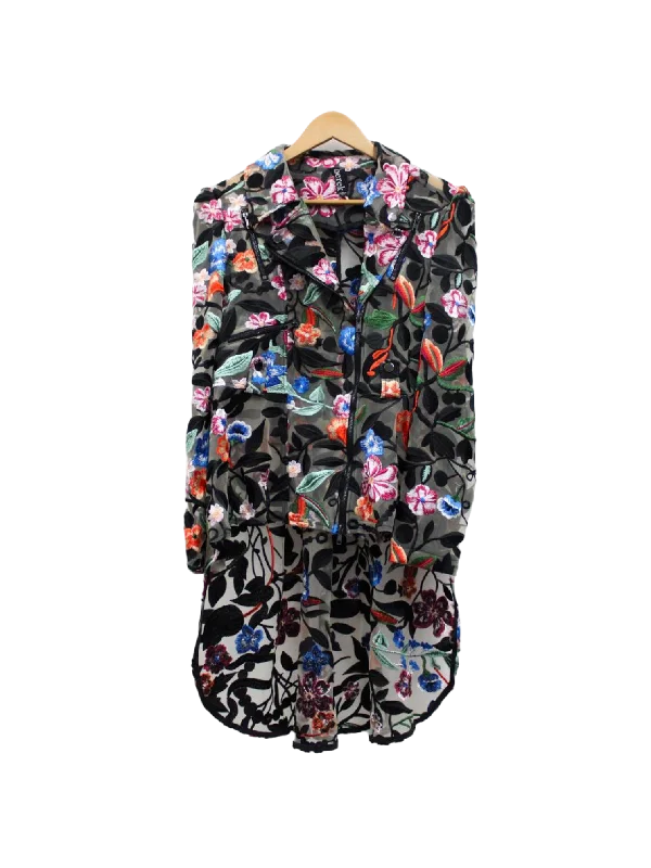 Women's Tailored Stretch Blazers in Navy Blue for Business MeetingsEmbroidered Bouquet Hi-Low Moto Jacket Women's Tailored Stretch Blazers in Navy Blue for Business MeetingsEmbroidered Bouquet Hi-Low Moto Jacket