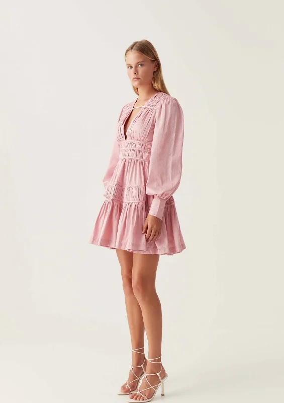 Ruffled Women Dress with Multiple Layers for a Playful and Girly StyleFalling Water Mini - Chalk Pink Ruffled Women Dress with Multiple Layers for a Playful and Girly StyleFalling Water Mini - Chalk Pink