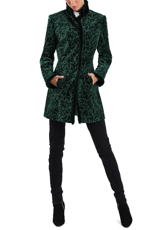 Women's Longline Linen Blazers in Pastel Colors for Summer EventsLong blazer from emerald green velours-jacquard Women's Longline Linen Blazers in Pastel Colors for Summer EventsLong blazer from emerald green velours-jacquard