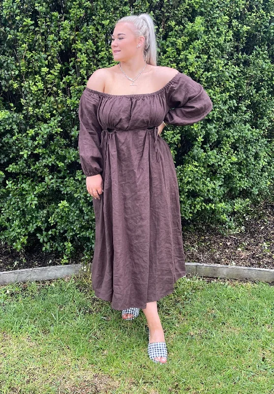 Little Black Women Dress with Sequins for a Glamorous Night OutManon Dark Chocolate Linen Midi Little Black Women Dress with Sequins for a Glamorous Night OutManon Dark Chocolate Linen Midi