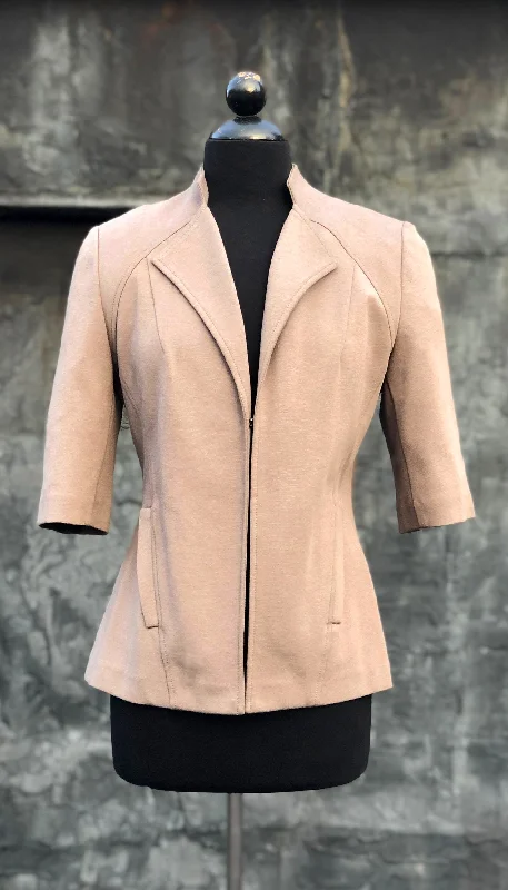 Plus Size Women's Sequin - Embellished Blazers in Silver for a Glamorous PartyMinimal Blazer/ Taupe Plus Size Women's Sequin - Embellished Blazers in Silver for a Glamorous PartyMinimal Blazer/ Taupe
