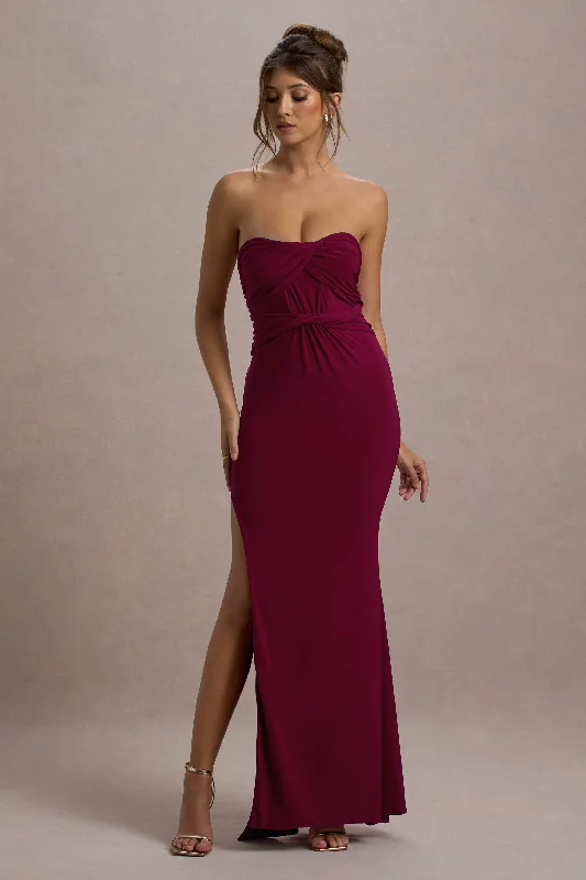 Off - the - Shoulder Women Dress for a Romantic and Feminine LookNomad | Berry Strapless Split Maxi Dress Off - the - Shoulder Women Dress for a Romantic and Feminine LookNomad | Berry Strapless Split Maxi Dress