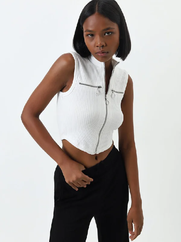 Double - Breasted Women's Leather Blazers in Taupe for an Edgy LookStudiofit White Ribbed Textured Jacket Double - Breasted Women's Leather Blazers in Taupe for an Edgy LookStudiofit White Ribbed Textured Jacket