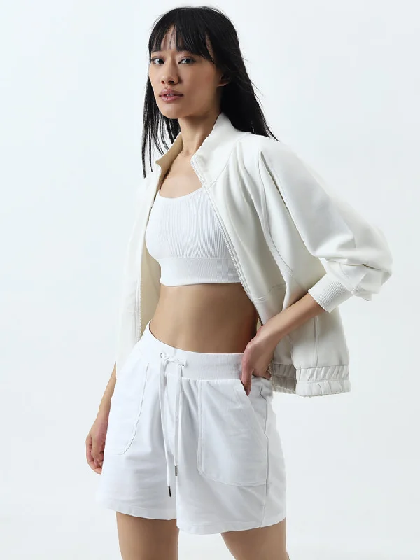 Double - Breasted Women's Leather Blazers in Taupe for an Edgy LookStudiofit White Textured Cotton Jacket Double - Breasted Women's Leather Blazers in Taupe for an Edgy LookStudiofit White Textured Cotton Jacket