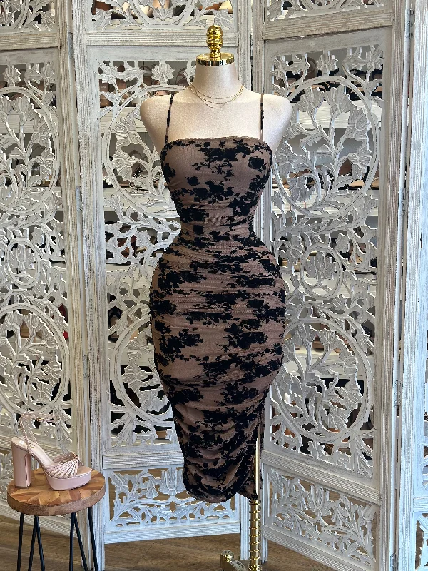 Wrap - Style Women Dress with Adjustable Fit for All Body TypesThin Strap Floral Midi Dress- Not Stretchy,No Estira Wrap - Style Women Dress with Adjustable Fit for All Body TypesThin Strap Floral Midi Dress- Not Stretchy,No Estira