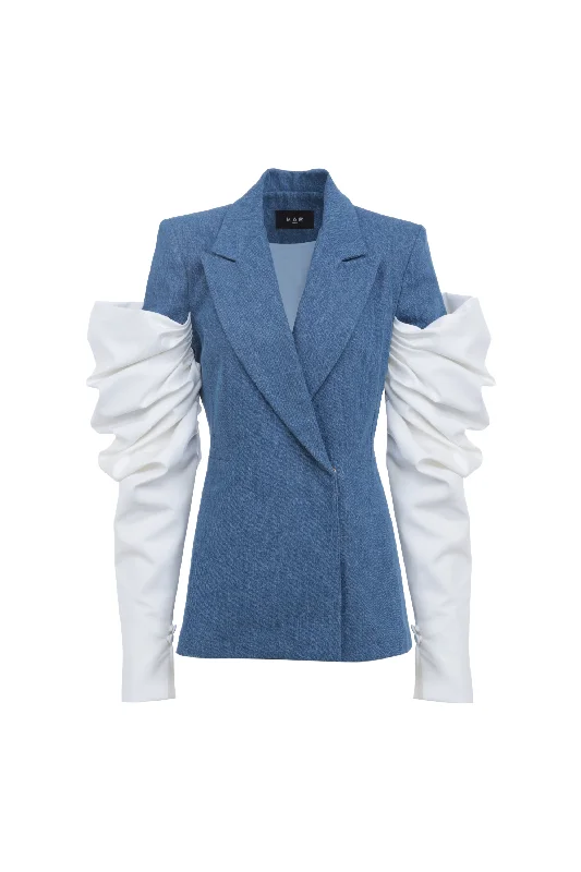 Plus Size Women's Sequin - Embellished Blazers in Silver for a Glamorous PartyVeste Assurance en denim à manches blanches Plus Size Women's Sequin - Embellished Blazers in Silver for a Glamorous PartyVeste Assurance en denim à manches blanches