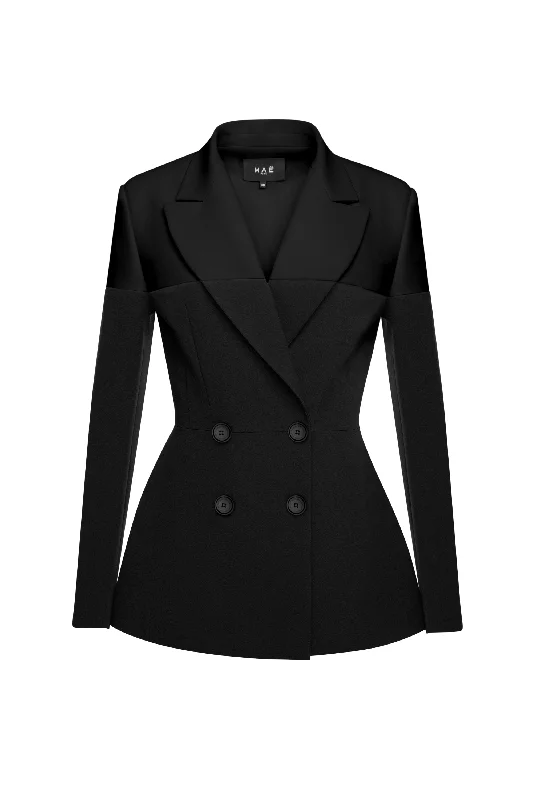Women's Tailored Stretch Blazers in Navy Blue for Business MeetingsVeste Energy noire Women's Tailored Stretch Blazers in Navy Blue for Business MeetingsVeste Energy noire