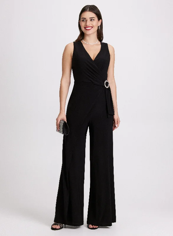 Wrap - Style Women Dress with Adjustable Fit for All Body TypesEmbellished Wide-Leg Jumpsuit Wrap - Style Women Dress with Adjustable Fit for All Body TypesEmbellished Wide-Leg Jumpsuit