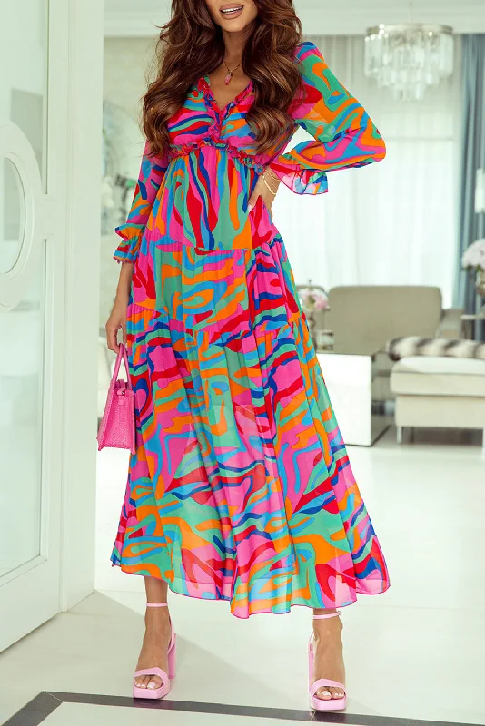 Sleeveless Women Dress in Bright Colors for Summer PartiesFloral Ruffle Tiered Maxi Dress Sleeveless Women Dress in Bright Colors for Summer PartiesFloral Ruffle Tiered Maxi Dress