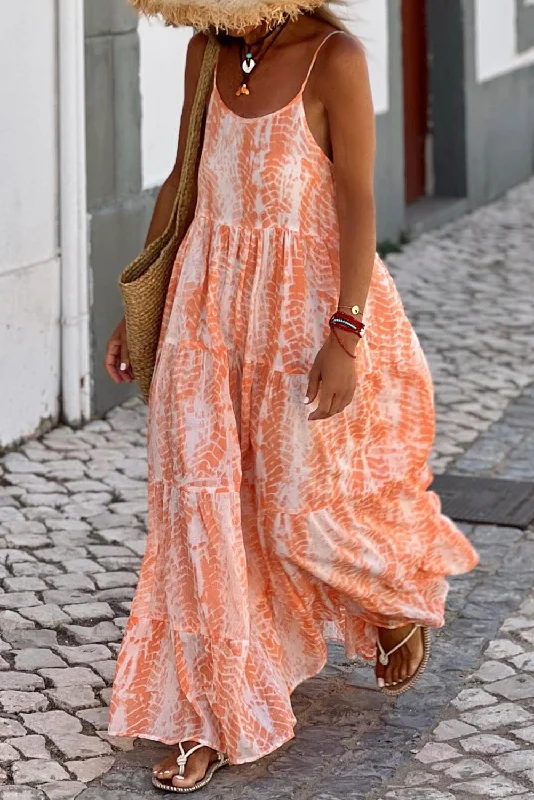 Maxi Women Dress with Floral Print for a Bohemian VibeAbstract Backless Tiered Maxi Dress Maxi Women Dress with Floral Print for a Bohemian VibeAbstract Backless Tiered Maxi Dress