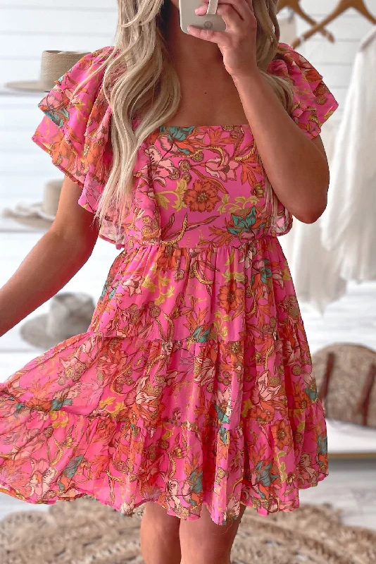 Empire Waist Women Dress to Accentuate the Bust and Conceal the WaistFloral Ruffle Sleeve Tiered Dress Empire Waist Women Dress to Accentuate the Bust and Conceal the WaistFloral Ruffle Sleeve Tiered Dress