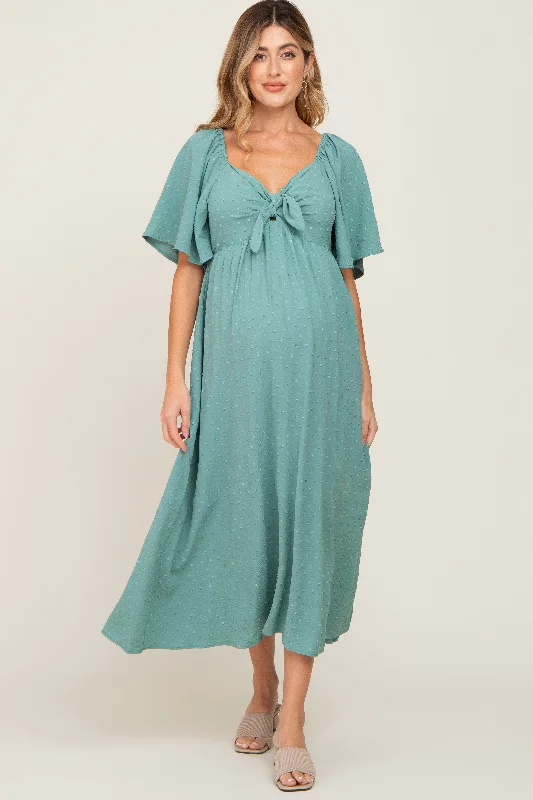 Sheath Women Dress with a Tailored Fit for a Professional LookSage Textured Dot Front Tie Ruffle Sleeve Maternity Midi Dress Sheath Women Dress with a Tailored Fit for a Professional LookSage Textured Dot Front Tie Ruffle Sleeve Maternity Midi Dress
