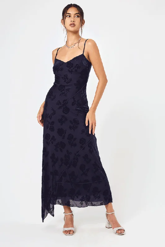 Shift Women Dress with a Simple and Classic Design for Everyday WearNavy Sleeveless Burnout Midi Dress Shift Women Dress with a Simple and Classic Design for Everyday WearNavy Sleeveless Burnout Midi Dress