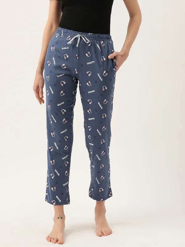 Capri - length light - pink terry - cloth lounge pants for a cozy and cute lookWomen's Printed Cotton Navy Blue Lounge Pants | LDLW-2330-1 | Capri - length light - pink terry - cloth lounge pants for a cozy and cute lookWomen's Printed Cotton Navy Blue Lounge Pants | LDLW-2330-1 |