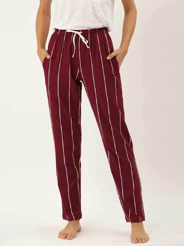 Drawstring - cuffed cream - colored lounge pants for a simple and elegant lookWomen's Printed Cotton Maroon Lounge Pants | LDLW-2317-1 | Drawstring - cuffed cream - colored lounge pants for a simple and elegant lookWomen's Printed Cotton Maroon Lounge Pants | LDLW-2317-1 |
