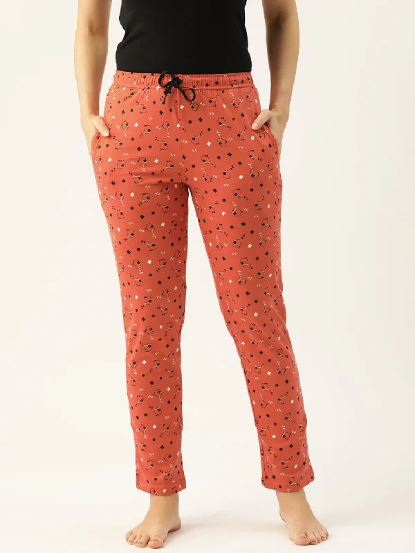 Fringe - cuffed salmon - colored lounge pants for a fun and carefree lookWomen's Printed Cotton Orange Lounge Pants | LDLW-2335-1 | Fringe - cuffed salmon - colored lounge pants for a fun and carefree lookWomen's Printed Cotton Orange Lounge Pants | LDLW-2335-1 |