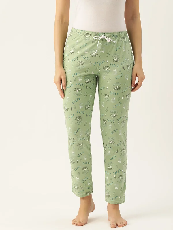Embroidered - cuffed sky - blue lounge pants for a delicate and beautiful lookWomen's Printed Cotton Sea Green Lounge Pants | LDLW-2336-1 | Embroidered - cuffed sky - blue lounge pants for a delicate and beautiful lookWomen's Printed Cotton Sea Green Lounge Pants | LDLW-2336-1 |