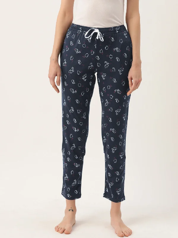Short - size cropped floral - embroidered lounge pants for short - stature womenWomen's Printed Cotton Navy Blue Lounge Pants | LDLW-2334-1 | Short - size cropped floral - embroidered lounge pants for short - stature womenWomen's Printed Cotton Navy Blue Lounge Pants | LDLW-2334-1 |