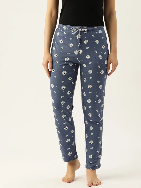 Zipper - cuffed khaki - colored lounge pants for a practical and stylish lookWomen's Printed Cotton Blue Lounge Pants | LDLW-2337-1 | Zipper - cuffed khaki - colored lounge pants for a practical and stylish lookWomen's Printed Cotton Blue Lounge Pants | LDLW-2337-1 |