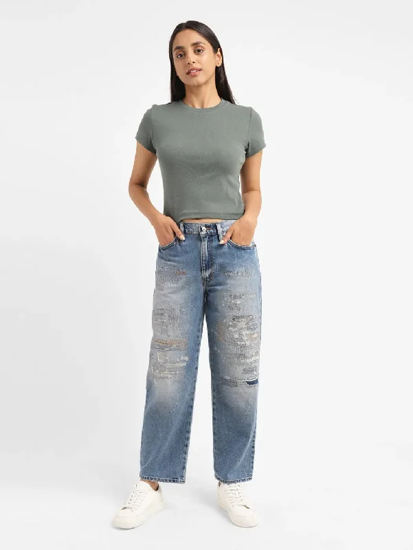 Distressed women jeans for a trendy and edgy lookWomen's Mid Rise 94 Baggy Fit Jeans Distressed women jeans for a trendy and edgy lookWomen's Mid Rise 94 Baggy Fit Jeans