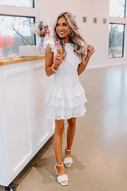 Mermaid - Style Women Dress with a Fitted Silhouette for Special OccasionsSpringtime Happiness Eyelet Dress In White Mermaid - Style Women Dress with a Fitted Silhouette for Special OccasionsSpringtime Happiness Eyelet Dress In White