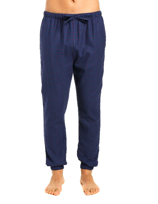 Drawstring - hem burgundy - colored lounge pants for an adjustable fitMens 100% Cotton Flannel Jogger Lounge Pants - Checks - Dark Blue Drawstring - hem burgundy - colored lounge pants for an adjustable fitMens 100% Cotton Flannel Jogger Lounge Pants - Checks - Dark Blue