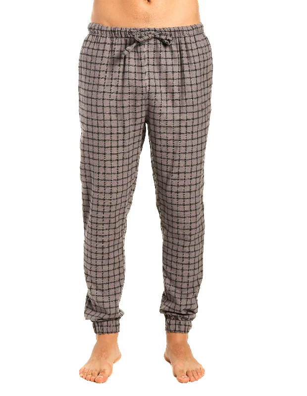 Zipper - hem silver - colored lounge pants for a modern and edgy lookMens 100% Cotton Flannel Jogger Lounge Pants - Checks - Charcoal Black Zipper - hem silver - colored lounge pants for a modern and edgy lookMens 100% Cotton Flannel Jogger Lounge Pants - Checks - Charcoal Black