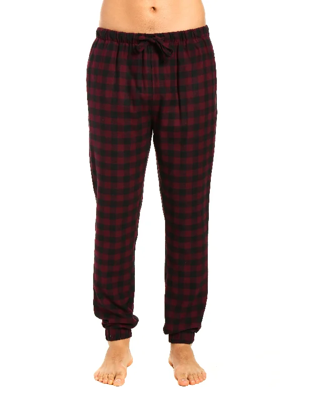 Fringe - hem rose - colored lounge pants for a fun and carefree lookMens 100% Cotton Flannel Jogger Lounge Pants - Gingham Checks - Fig Black Fringe - hem rose - colored lounge pants for a fun and carefree lookMens 100% Cotton Flannel Jogger Lounge Pants - Gingham Checks - Fig Black