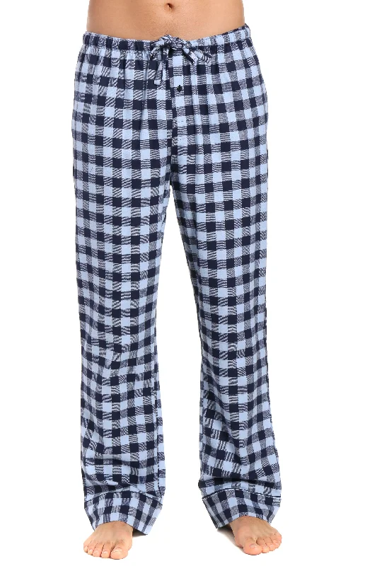 Shirred - hem peach - colored lounge pants for a feminine and soft lookMens Gingham 100% Cotton Flannel Lounge Pants - Gingham Checks - Navy Blue Shirred - hem peach - colored lounge pants for a feminine and soft lookMens Gingham 100% Cotton Flannel Lounge Pants - Gingham Checks - Navy Blue